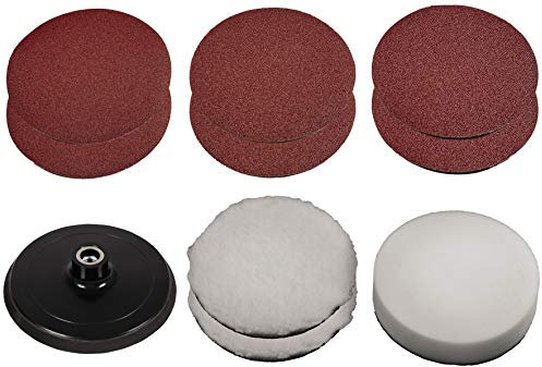 Original Einhell 9-tlg. Polierhauben- und Schleifpapier-Set (Polier- und Schleifmaschinen-Zubehör, passend für Einhell Polier- und Schleifmaschinen mit 150 mm)