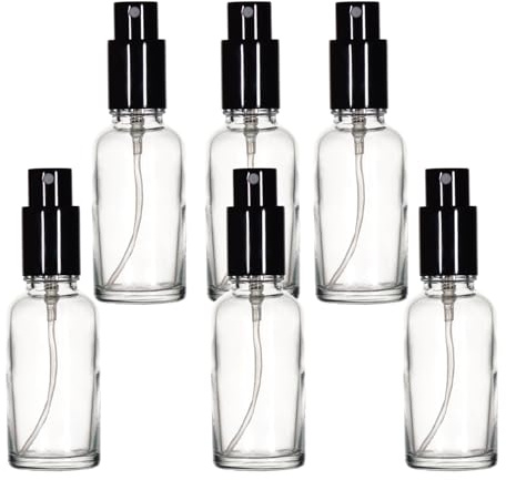 YIZHAO Bottiglie Spray Vetro 30ml, Trasparente Spruzzino Nebulizzatore Piccolo, per Olii Essenziali, Profumo, Pulizia, Cosmetici, Viaggio, Farmacia - 6 Pcs
