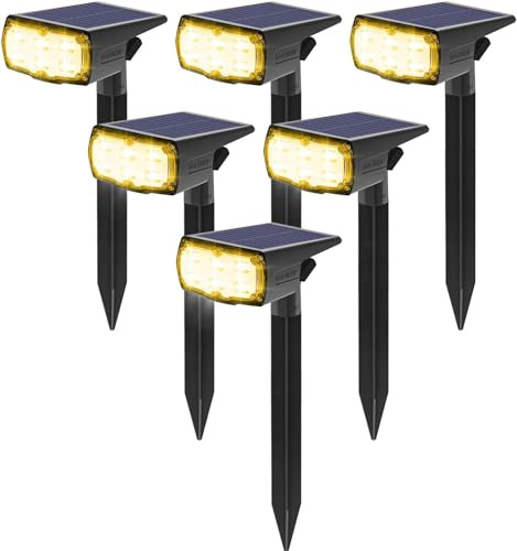 GOLUMUP 36 LED Luces Solares para Exterior Jardin Focos Solares Exterior Impermeable IP67 Lámparas Solares para Jardín, Patio, Calzada, Piscina y Camping - Blanco Cálido (6 Piezas)