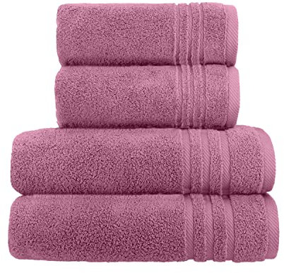 La Vida Premium Handtuch-Set 4-teilig Beere, 100% Frottee-Baumwolle, 480g/m², weich und saugstark, fürs Badezimmer, Oeko-Tex 100 Zertifiziert, 2X Handtuch + 2X Duschtuch