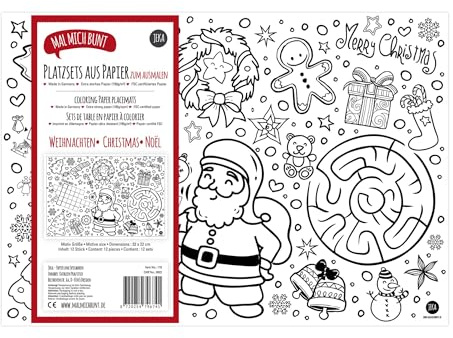 Lot de 12 sets de table de Noël à colorier, sets de table de Noël à colorier, Coloriage Noël, Activités pour enfants, Décoration pour table de Noël, Idée cadeau de Noël