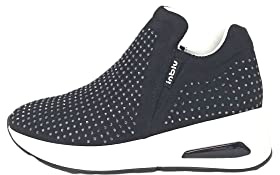 Inblu Sneakers Donna Slip On con Strass, Scarpe da Ginnastica, Nero, 38 EU