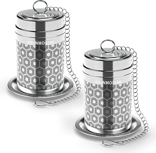 Reinmoson Infusore per tisane acciaio inox – 5 × 7,1 cm infusore tè a maglia extra fine, filtro tè infusione, colino filtro per tisane, confezione da 2