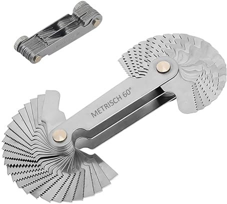 1 Stück Gewindelehre, Gewinde-Dokumentenmessung, Metrisches Messwerkzeug, Präzisionsmesslehre, Edelstahl-Scrollgriff-Gewindemessung, Gewindelehre Metrisch 60 Grad, Imperial 55 Grad