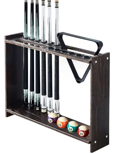 Kensbro Billard Queue Halter, Bodenständer Billard-Queue-Regal, Pool-Queue-Halter für 12 Queues und 2 Ballständer, Billard Zubehör, Queueständer für Billardzimmer und Club