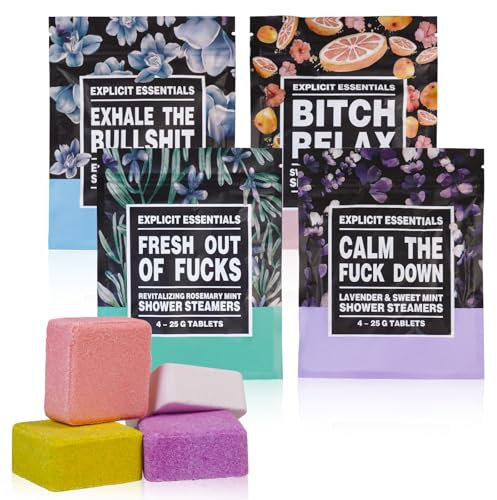 RoseFlower Aromaterapia Doccia a Vapore, Set di 4 Bombe da Bagno Naturali con Lavanda/Rosmarino/Eucalipto/Pompelmo, per Spa Domestica, Regalo di Anniversario di Compleanno per Donne Uomini