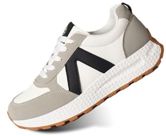 Chouiss Sports Shoes for Women Athletic Walking Shoes Color Block Platform Classic Lace-up Shoes for Walking,Running,Shopping Black 9