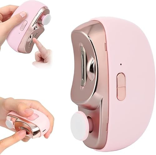 2025 New 3 in 1 Automatic Electric Nail Clipper with Polishing, Safe and Convenient Nail Trimmer, Two-Speed Adjustment Electric Toe Nail Clippers, Nail Cutter with Light for Seniors (Pink)