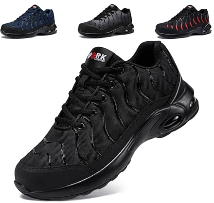 LARNMERN Zapatos Zapatos de Seguridad para Hombre Zapatos de Seguridad Seguridad Ligeros Cómodos Zapatillas Zapatillas de Seguridad Hombre Seguridad Trabajo Calzado (Negro,40EU)