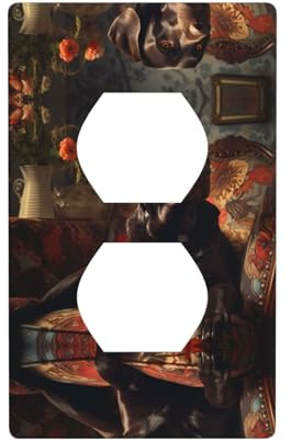 Phayah Placa de pared dúplex con patrón de perro, tamaño estándar, policarbonato termoplástico, doble enchufe