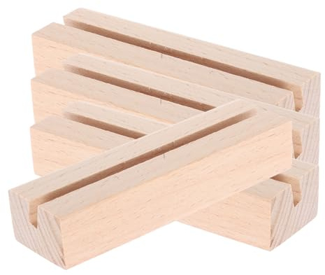 FONDOTIN 4 Pièces Lot de Porte-cartes Bois pour Table Support Photo et Calendrier avec Fente Base Stable et Polyvalente pour Bureaux et Événements