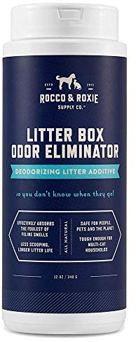 Rocco & Roxie Litter Box Odor Eliminator, Best Natural Urine Deodorizer, Cat Box Deodorizer, Smell Control, Odor Absorber, Safe for Kitty, 12 oz