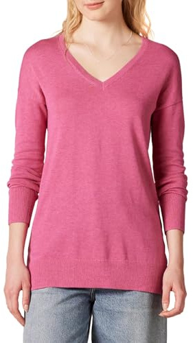 Amazon Essentials Maglione A Tunica Leggero A Maniche Lunghe Con Scollo A v (Disponibile In Taglie Forti) Donna, Rosa Puntinato, M