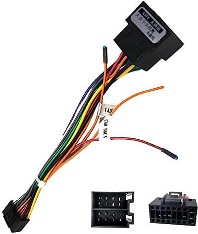 CAMECHO Cable Adaptador de 16 Pines a ISO Para Android Radio de Coche, Enchufe Estándar ISO con Líneas de Control del Volante y Línea de Control Inverso