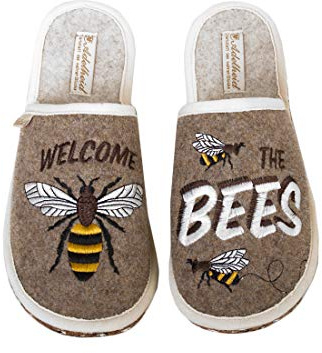 Adelheid Bees GO GREEN Filzpantoffel, Farbe:erdgrau, Größe:38/39