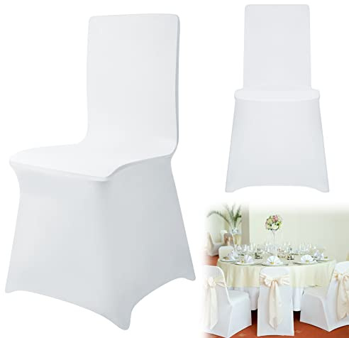 UISEBRT 50 st stolskydd, stretch, set – vitt stolsöverdrag, elastiskt stolar, skydd, avtagbart tvättbart universellt stolsöverdrag för kontor, hotell, matsal, bankett bröllop, fest, dekoration (50