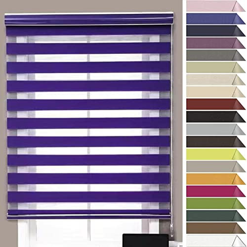 RYNS Seitenzugrollo Verdunklungsrollo 45x200cm Klemmfix ohne Bohren verdunkelnd Deckenmontag Fensterrollo Doppelrollo Klemmrollo für Fenster & Tür Fensterrollo, Lila
