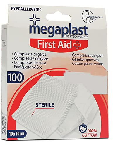 JUANIO Caja de 100 compresas de gasas esterilizadas - 10 x 10 cm