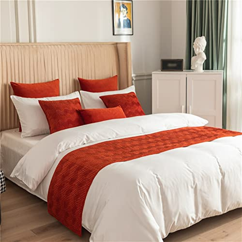 Fudaiki Bed Runner Solid Quilted Fleece Bed Throws for Foot of Bed Bedding Scarf Protection for Bedroom Hotel King Red