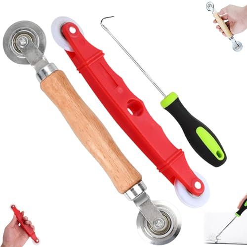 3 Piezas Juego Herramienta De Rodillo De Pantalla, Gancho de Tira de Goma, Nylon Herramienta Laminación, Rodillo De Presión, Accesorios para mosquiteras para Instalar Pantallas de Puertas de Ventana