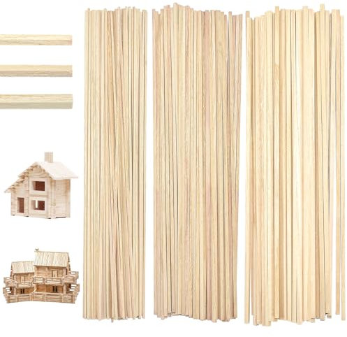 SLTAXAR 180 Stück Holzstäbe Eckig 2,3,4 mm Holzstäbchen zum Basteln 30cm Länge Hartholzstäbchen Quadratisch Holzleisten zum Basteln Bastelholz Stäbe Eckig Bastelhölzer für Heimwerker DIY Handwerk