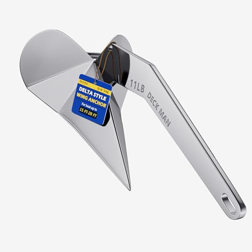 Deck Man Boat Anchor 316 Stainless Steel (Marine Grade) Delta-Style Anchor Heavy Duty Triangular Anchor Wing Style Triangle Anchor (Slivery, 11lb/5kg)