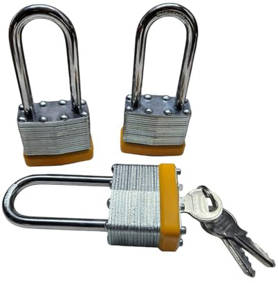 3 candados 40 mm de arco largo de 50 mm con la misma llave acero galvanizado rayado padlock set 3 pcs
