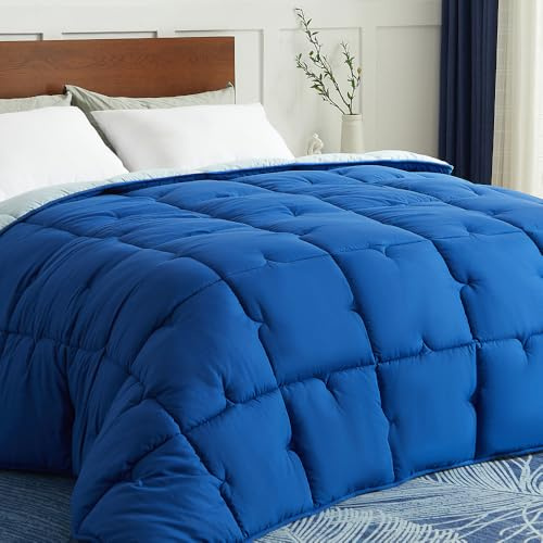 CASABEL Couette 2 Personnes 220x240 cm - Bleu Diamant - 700 g/m² - 100% Microfibre - Respirante & Régulation Thermique - Couette Hiver/Automne - Chaude, Confortable, Lavable en Machine