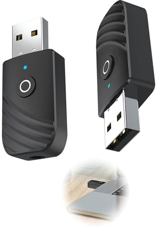 2PCS 3 in 1 Trasmettitore e Ricevitore Bluetooth 5.0 per TV USB Adattatore bluetooth per tv con 3,5mm Audio, Portata 15m (10m Interni) Plug-and-Play Compatibile con PC, Auto