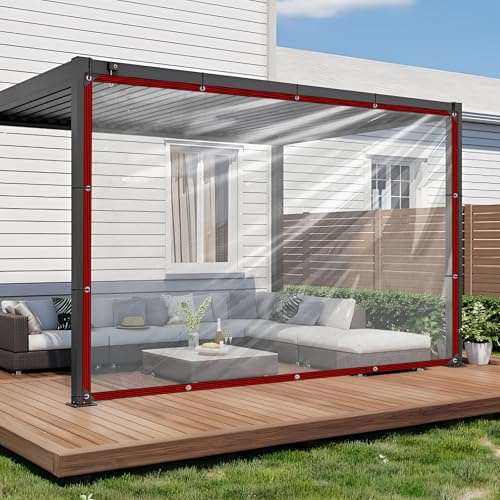 Telone trasparent, impermeabile con occhielli, in PVC trasparente, per esterni carport, telo di copertura trasparente per terrazza, balcone, giardino o casa (2,5 x 3 m)