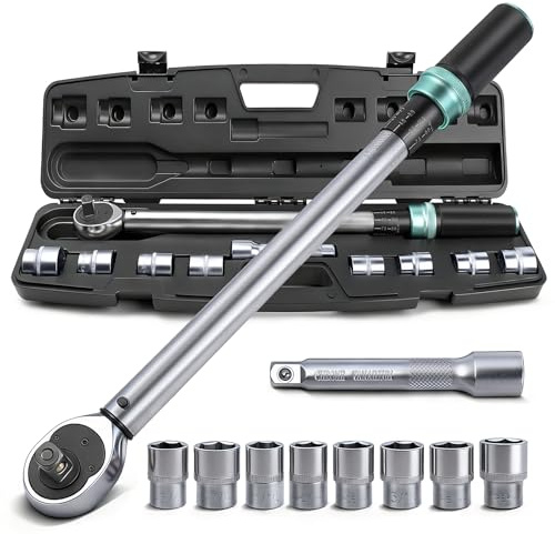 EcoBuild Heavy Duty 60–330Nm Torque Wrench Set – 1/2 Drive, 8-Piece Dual-Direction Click Wrench Ideal for Cars, Motorcycles & Equipment