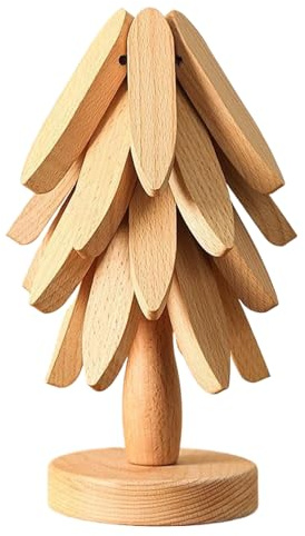 Salvamanteles de madera natural, salvamanteles decorativos de madera para platos calientes, almohadillas plegables resistentes al calor, posavasos antideslizantes para protección de mesa del hogar y