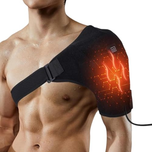 Almohadilla Térmica para Hombros, Soporte con Manguito Rotador y 3 Niveles de Calor USB, Masajeador Eléctrico Ajustable para Mujeres y Hombres en Hogar, Oficina Post-Ejercicio