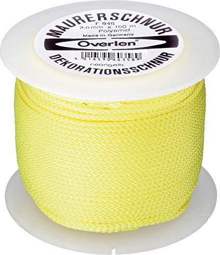 Overmann Corde de maçon en polyamide Jaune fluo 2 mm x 100 m