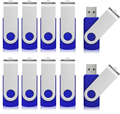 Aiibe 8 GB Flash Drive 10 Pack USB Flash Drives 8G USB 2.0 Memory Stick Thumb Drive Data Storage Swivel Keychain Design Pen Zip Drives Wholesale/Lot/Bulk (10 Pack, 8GB, Blue)