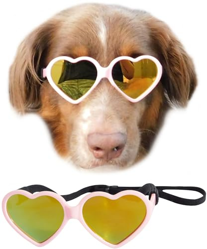 Style Vault G012 Dog Pet Heart Shape Costume Prop Sunglasses Medium Breeds 20lb-40lbs (Pink-Pink Mirror)