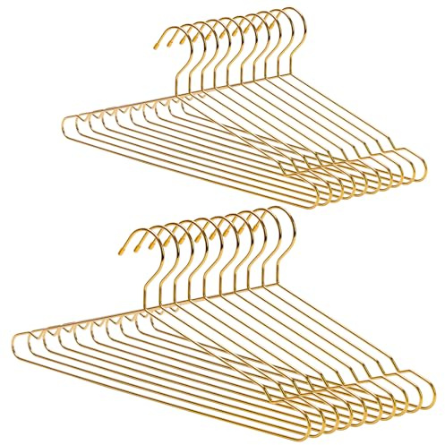 Nature Smile 20 Pack 17.7 Inch Men's Heavy Duty Metal Hangers, Space Saving Wire Coat Hanger for Everyday Use, Gold