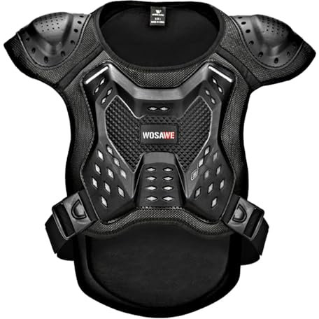 WOSAWE Motorrad Schutz Jacke für Erwachsene, Brustpanzer Racing Guard Rückenprotektoren Schutzausrüstung für Riding Skating Roller Skifahren Snowboard (07 Schwarz, L)
