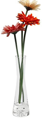 Jarrón de cristal transparente pequeño con cintura pequeña y parte inferior gruesa para decoración de flores del hogar