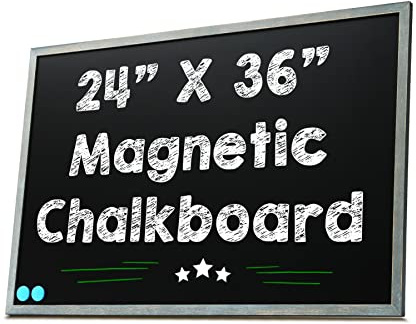 24 x 36 Magnetic Chalkboard Blackboard - Large Hanging Framed Wall Chalk Board w/Wooden Frame - Rustic 2x3 Wall Black Board to Use at Home and Office - Includes Magnets (Dusty Blue)…