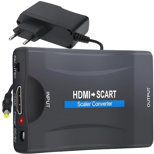 Retoo SCART auf HDMI Konverter, Adapter Video Audio Wandler 1080P HD für HDTV STB VHS Xbox PS3 Sky Blu-Ray DVD Player, für HDTV VHS, Unterstützt PAL, NTSC3.58. NTSC4,43