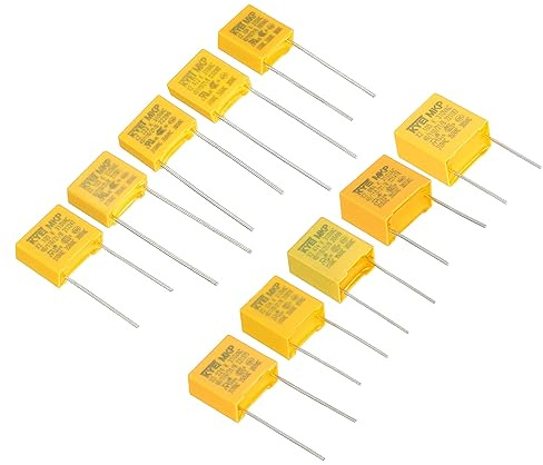 PATIKIL Polypropylen Säkerhet Kondensatorer 1 Set/50st 0.001/0.01/0.022/0.047/0.1/0.22/0.33/0.47/0.68/1uF CA 310V 10 Värden Kondensator Sortiment Kit