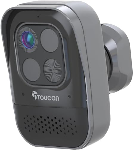 TOUCAN Kabellose Sicherheitskamera PRO – 1080p Innen- und Außenkamera mit Radar-Bewegungserkennung, 2-Wege-Audio, XL-Akku, Google Home, Alexa und Echo kompatibel, Ohne ABO