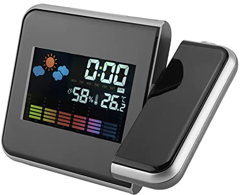 Mumusuki Proyector Meteorológico LED, Reloj Despertador, Proyección en el Techo, Reloj Despertador, Cargador USB, Proyección Digital, Reloj Despertador, Práctico Interior y Exterior para