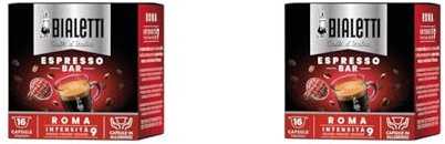 Bialetti Caffè d'Italia, Box 16 Capsule, Roma, Intensità 9, Compatibili con Macchine Bialetti sistema chiuso, 100% Alluminio (Confezione da 2)