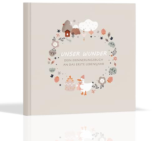 BIROYAL Babyalbum Mein erstes Jahr Unser Wunder | Baby Fotoalbum zum Selbstgestalten inkl. Sticker | Babytagebuch & Erinnerungsbuch für Mädchen und Jungen | besonderes Geschenk zur Geburt