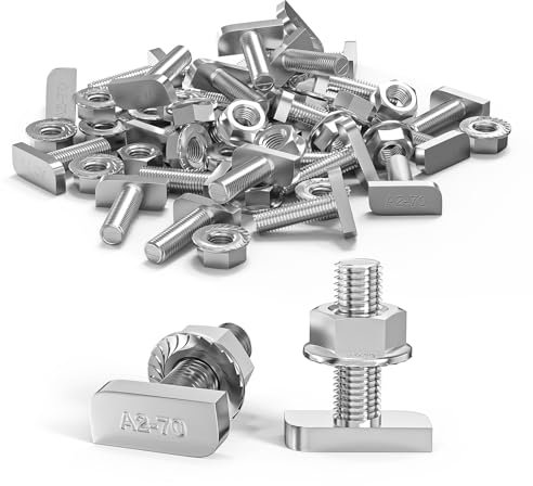 ORTAVA 12 tornillos roscachapas de cabeza de martillo M8 x 25 de acero inoxidable con tuercas dentadas de bloqueo M8