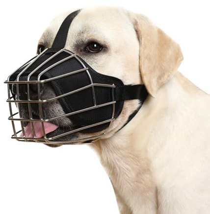 PETCUTE Maulkorb für Große Hunde,Atmungsaktiv Korbmaulkorb,Verhindert BeißEn, Kauen und Bellen,Hundemaulkörbe mit Verstellbaren Riemen,Metall Maulkorb für Kleine, Mittlere und Große Hunde,S