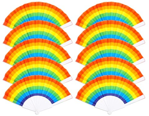 Anlising 10PCS Ventaglio Pieghevole Arcobaleno, Ventagli Arcobaleno, Ventagli Pieghevoli Arcobaleno, Arcobaleno Ventaglio a Mano Pieghevole, per Festival Musicali, Feste, Spettacoli