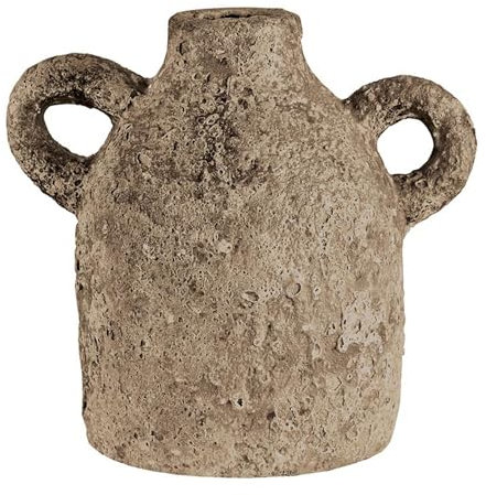 47th & Main Brocca in pietra con manici vaso decorativo per la casa, diametro 12,7 cm x altezza 17,8 cm, terracotta